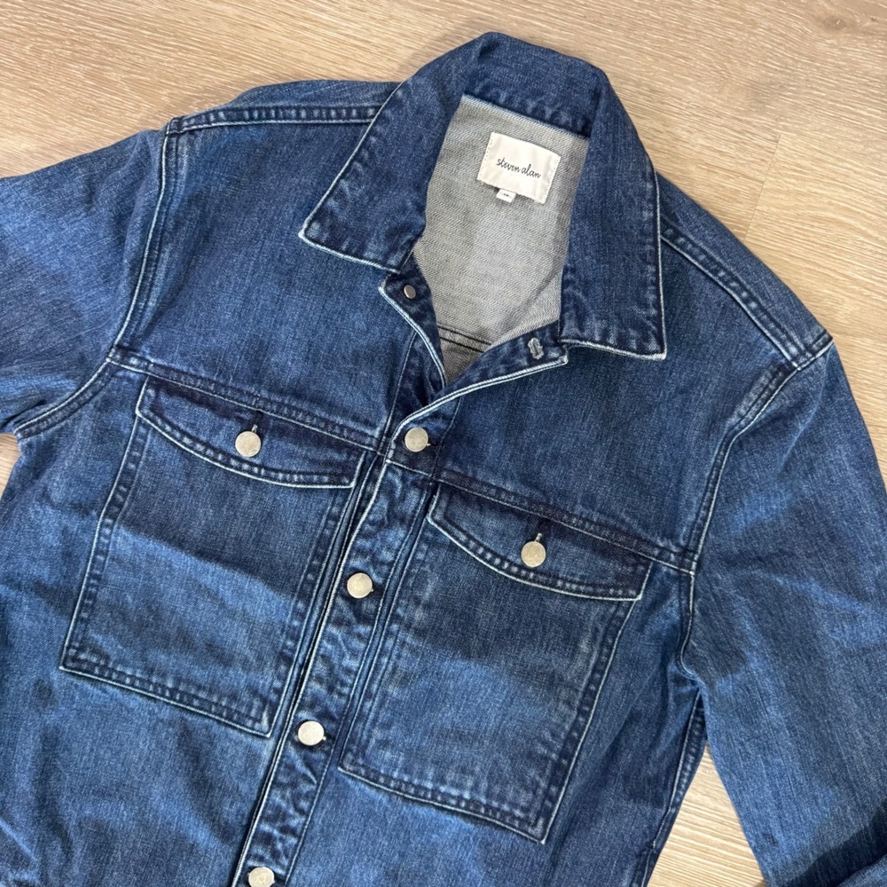 Steven Alan Denim Jacket Mens XS Blue Cotton Button Up Trucker RN 116219